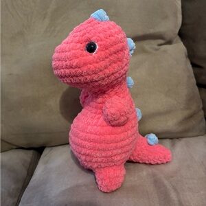 Handmade Crochet Pink & Blue Chubby Dinosaur Kids Stuffed Animal Christmas Gift